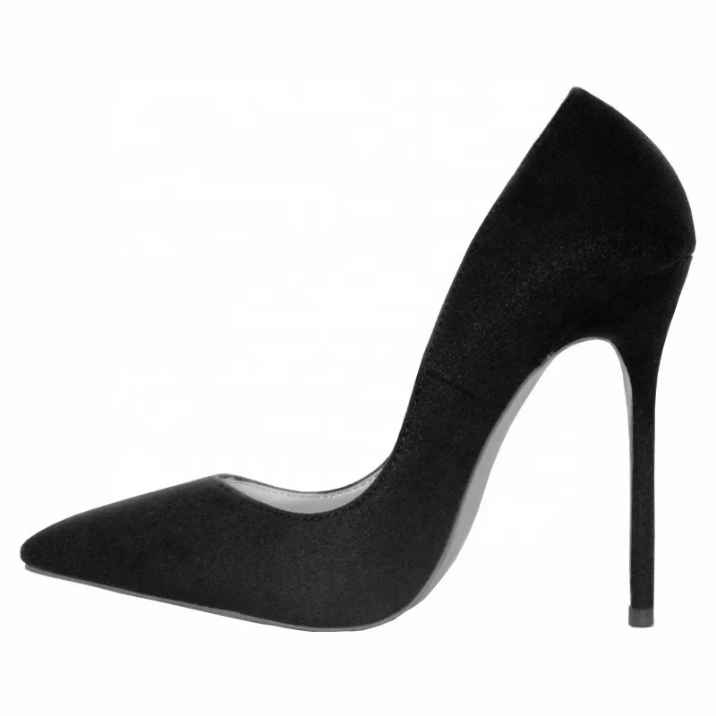 MANRINO-0424 Black Suede Leather Upper Womens Fashion Sexy Design 12 CM HIgh Heel Pointy Toe Dress Pump Shoes