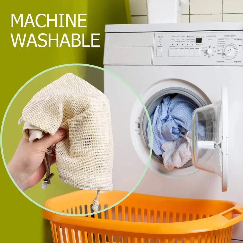 Высококачественные экологически чистые многоразовые сетчатые продуктовые сумки с бонусной сумкой для переноски; Набор из 8 сверхпрочных прозрачных моющихся сумок