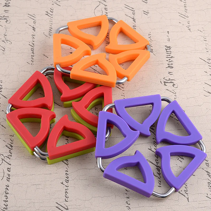 Kitchen gadgets heat resistant silicone pad Hot Pot Holder stainless steel silicone insulation pad