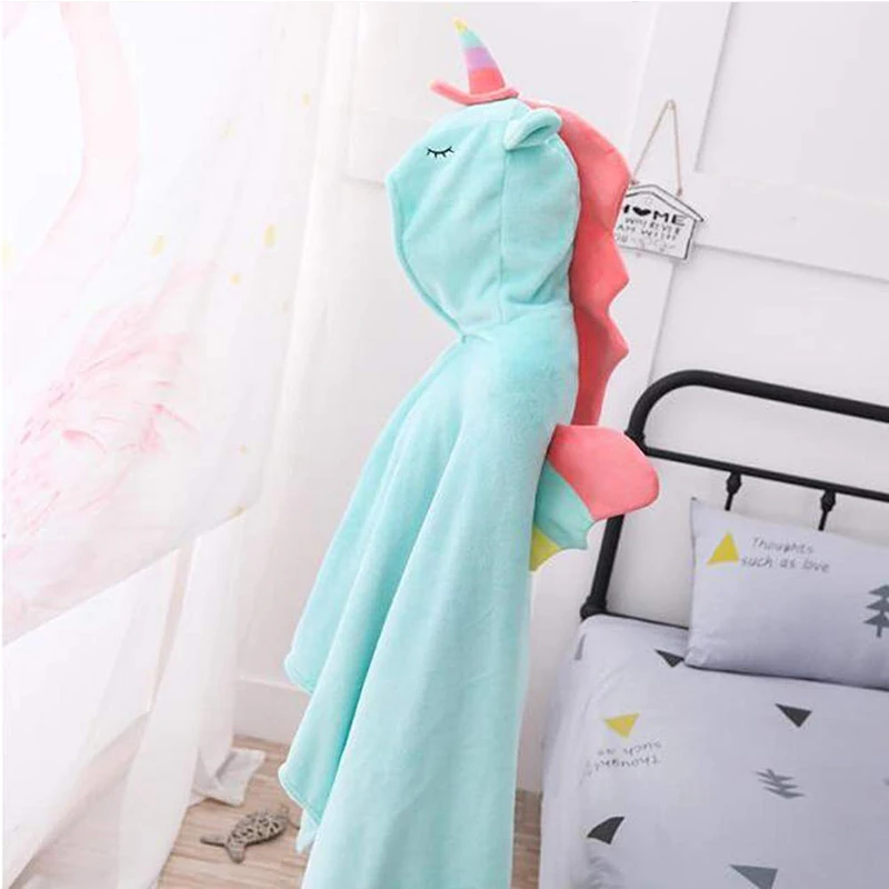 
Cute Unicorn Blanket Soft Plush Toys Baby Hooded Throw Blanket for Kids 