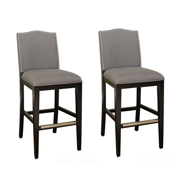 BC-089 высокого качества с современным дизайном, для ресторанов мебель декоративные металлические шпильки серая ткань высокого барные стулья