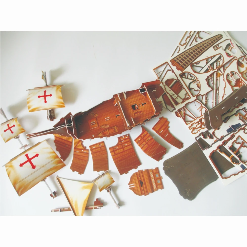 Santa Maria 3D Puzzle Pirate Ship Model with Embroidery - Pirate Ship Toy for Kids Ages 8-10
