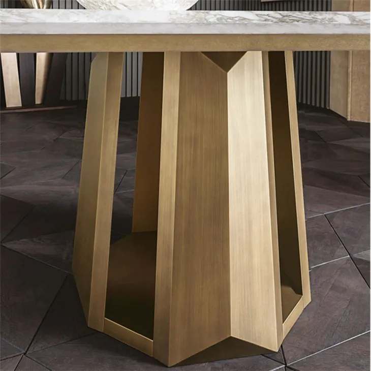 Marble Top Table Stainless Steel Dining Table and Chair