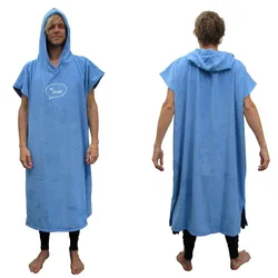 Wholesale Custom Microfiber Adult Bath Robe Hooded Change Surf Poncho Beach Towel with Hoodie