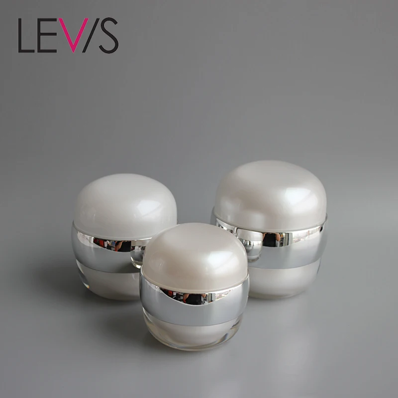 
Most Popular Pearl White Acrylic Ball Vacuum Cosmetic Face Cream Jars 50g 
