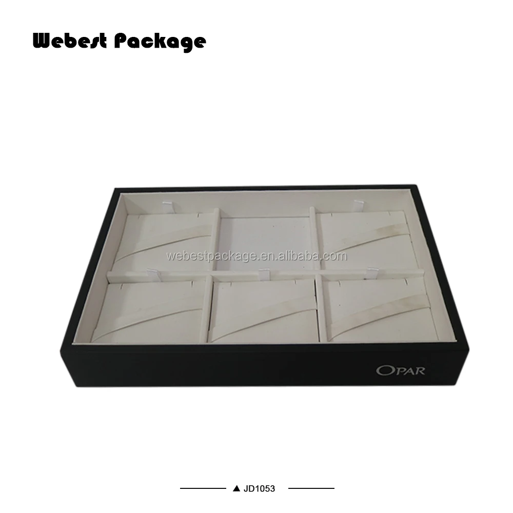 
Webest value stackable ring customized handmade black Pu leather jewelry display tray 