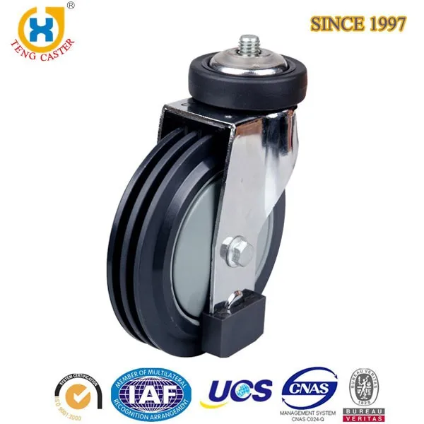 5inch 3dish pu Swivel Escalator caster with bumper TUV Certificate