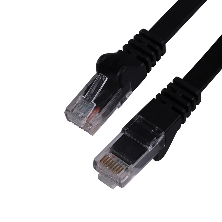 HJX Factory price 1.8m black UTP Network LAN Ethernet Patch Cord CAT6  8P8C flexible flat rj45 Cable
