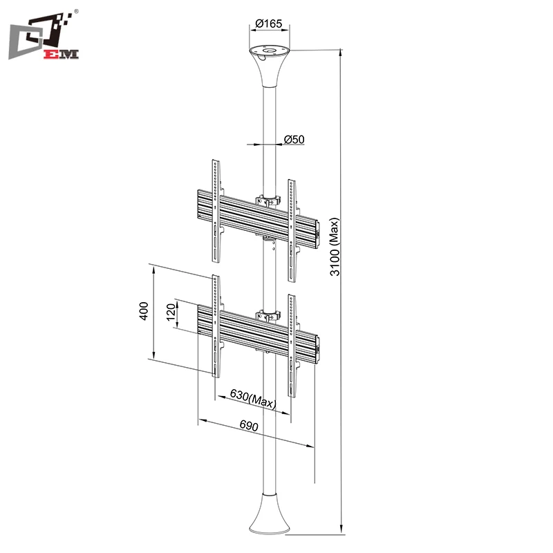 New LCD TV Pole Mounting Swivel Universal TV Stand For 32 To 65 Inch