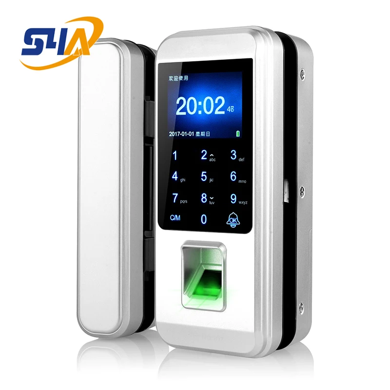 Zinc alloy office Smart Remote Control Fingerprint rf door lock for glass