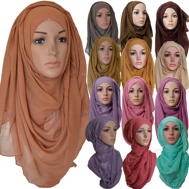 High Quality Hijab Women Printed Checked Pattern Thin Plaid Polyester Tassel Scarf