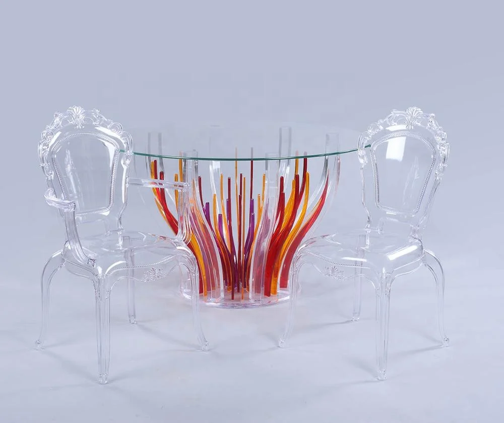 2021 High Quality New design Acrylic Round dining table with Led Light