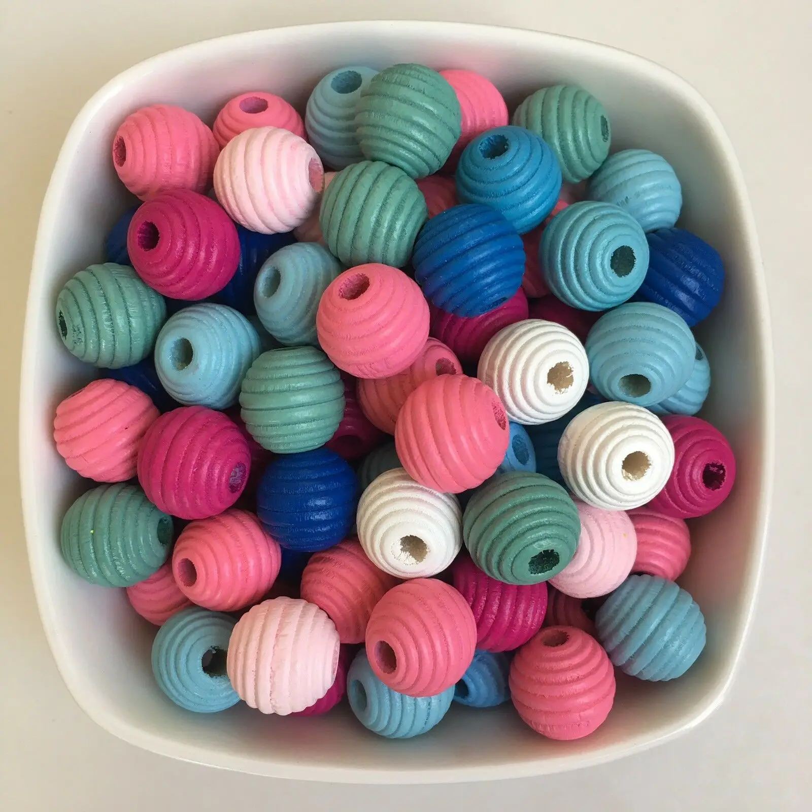 Деревянные бусины в стиле улья, 14 мм, круглые деревянные бусины для макраме, поделок, пастельных цветов