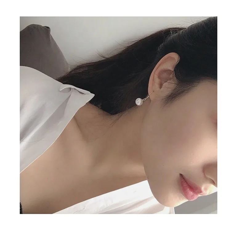 Classic Design Hypoallergenic 925 Sterling Silver Elegant Korean Imitation Pearl Dangle Jewelry Women Pearl Wedding Drop Earings