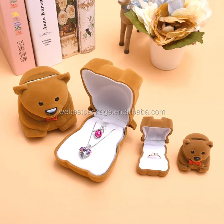 Webest high quality velvety soft interiors custom luxury packaging kids flocking jewelry box