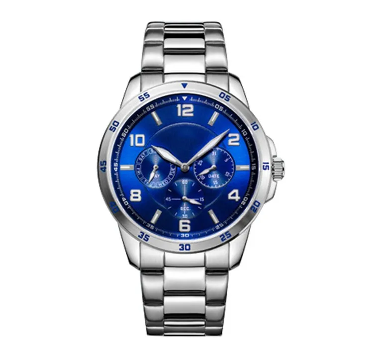 China Products Genuine chronograph Leather/stainless steel straps Quartz  watch luxury man high quality