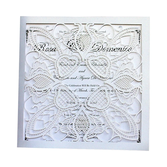 Складные открытки лазерной резки, роскошные пригласительные жемчужные открытки, свадебные пригласительные открытки, китайские подарочные коробки для свадебного торта в стекле