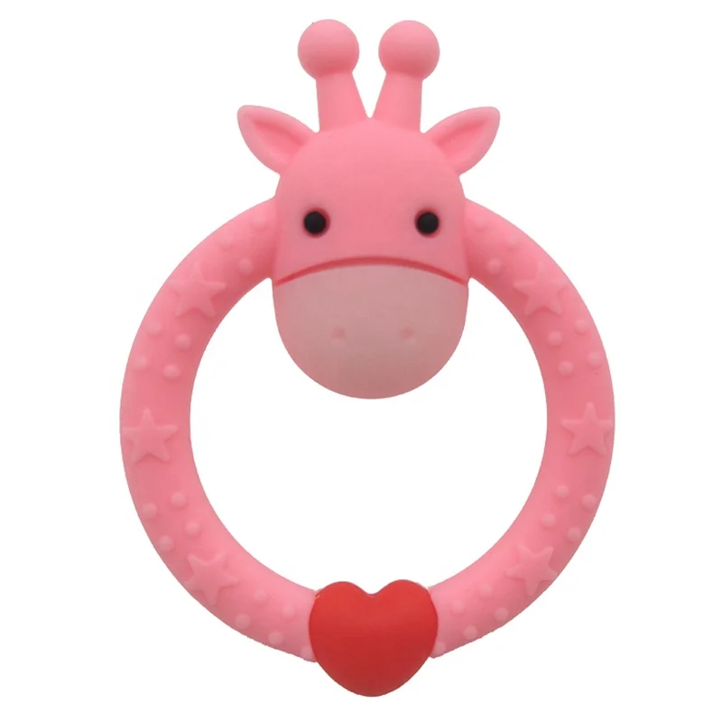 
Cute Cartoon BPA free Chew training silicone teether, food grade silicone teether wholesale, lovely animals teether silicone 