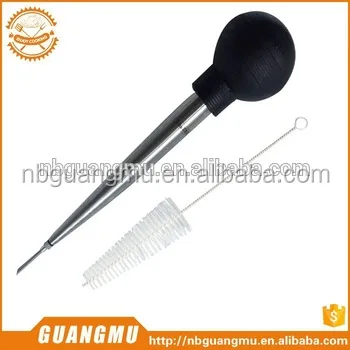 Turkey Baster Syringe Stainless Steel Meat Marinade Baster Injector Large Capacity