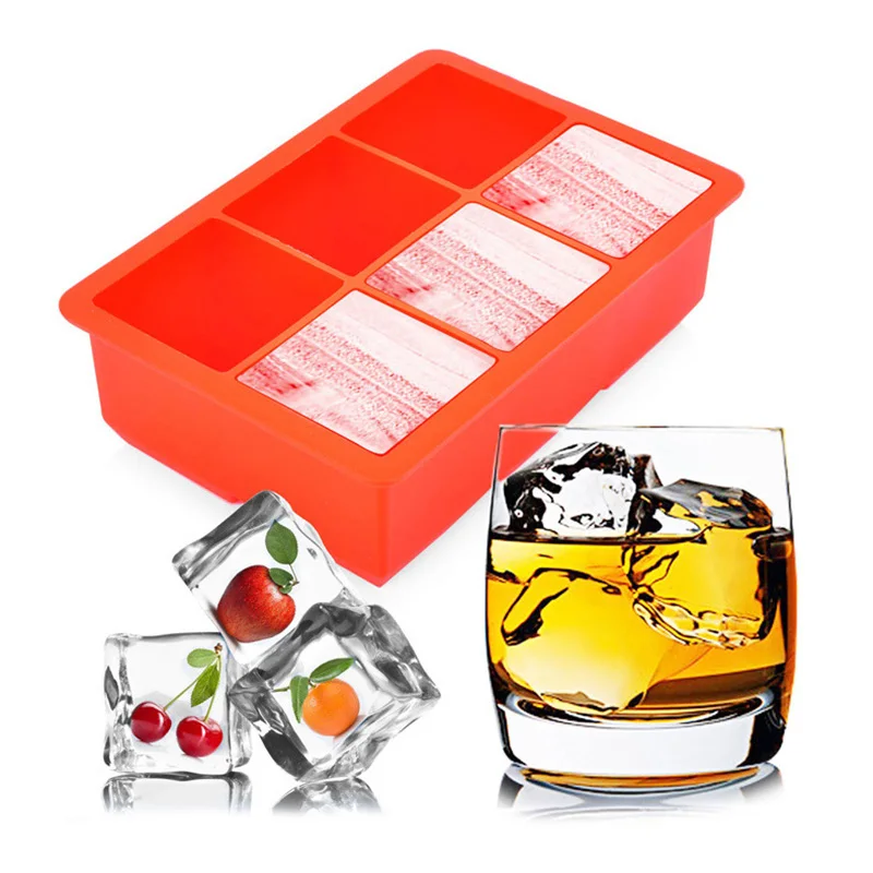 
Food grade 6 square cavities silicone ice cube tray 