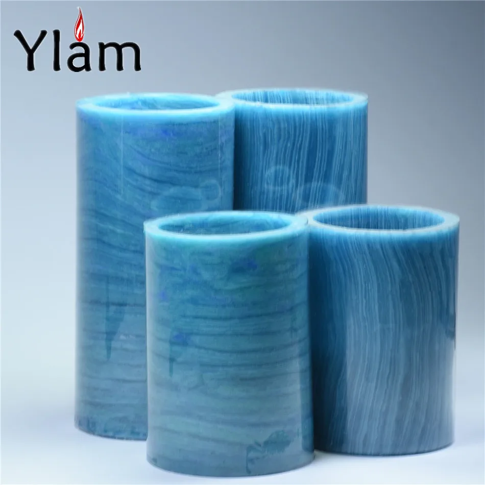 
Professional Manufacturer Custom Blue Wood Grain LED Flameless Candle 