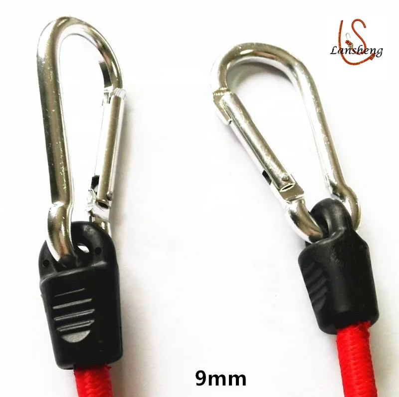 9mm Strong Elasticity High Wear Resistance Round Rubber Rope With Safety Hook