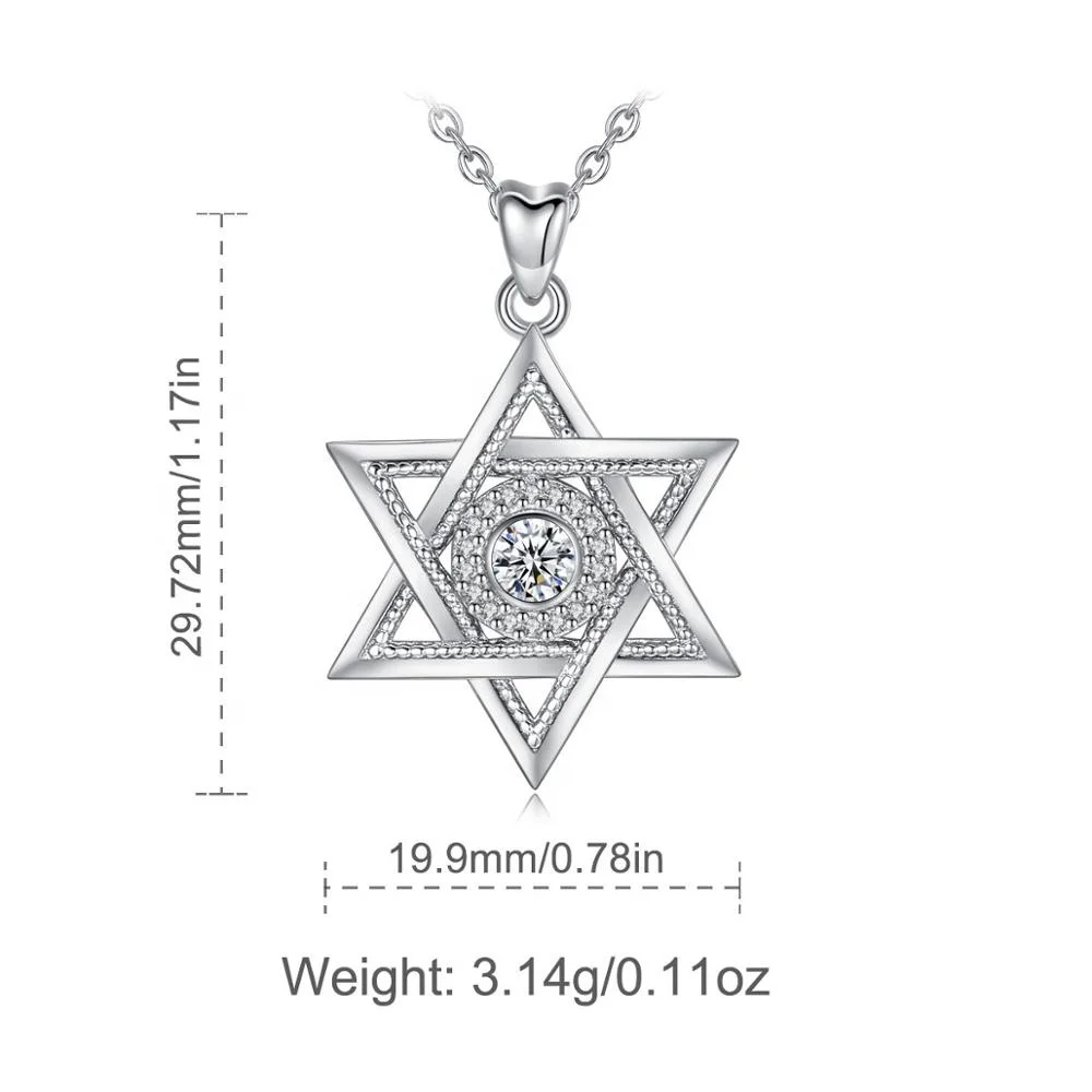 925 sterling silver jewish star of david necklace pendant for Women