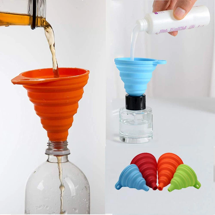 Amazon best selling flexible foldable kitchen hopper silicone collapsible funnel