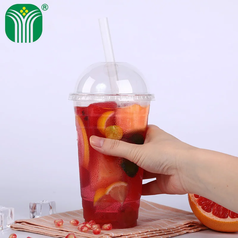 
new products custom print logo 500ml 16oz disposable PET Plastic cup with dome lids 