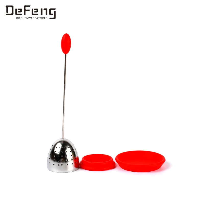 Stainless steel tea filter tea infuser with red color  tray