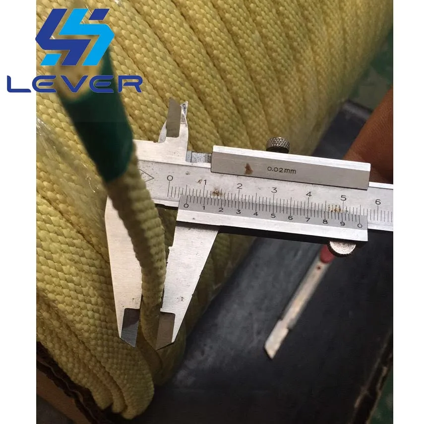 Square Round Braided Aramid Kevlar Rope tempered glass machine roller rope with High Strength 12*5.5mm