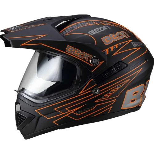 motocross helmet manufacturer BEON B-601 black orange double visors motorcycle helmet cross face helmet