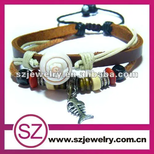 Pua0137 рыбы мотаться сделать кожаный браслет манжета оптовая продажа