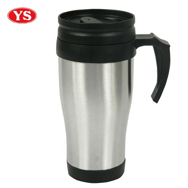 14oz double walled stainless steel drink auto coffee mug with handle