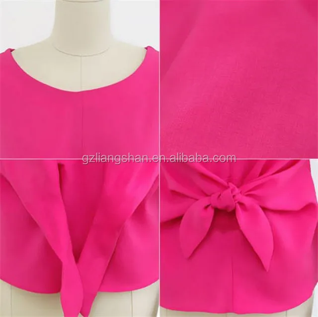 Korean Ladies Tops Latest Fashion Blouse Design 2015 Summer Short Sleeve T Shirt Blue White Women Chiffon Blouse