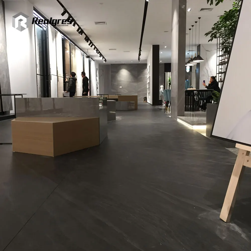 1600x3200mm Matt 12mm Thick Black Slate Large Format Ceramic Floor Tiles