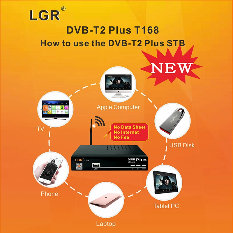 Новые товары DVB-T2 Plus с Mstar 7T01 Мини цифровой наземный приемник HD USB PVR