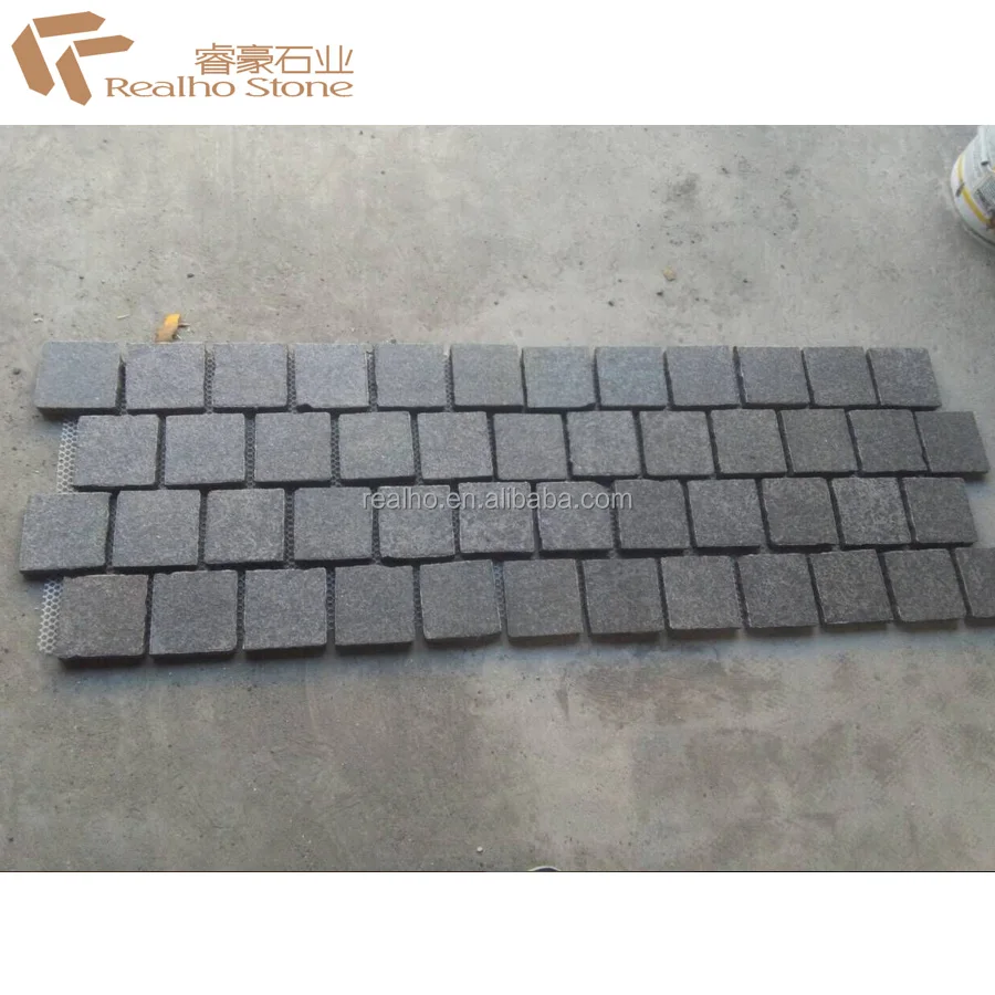 
Exfoliated G684 Raven Black Granite Cobblestone Mesh Paver for Driveway 