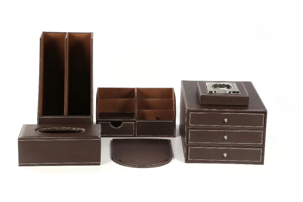 Office Stationery Leather Office Desktop Organizer Elegant Desk Sets