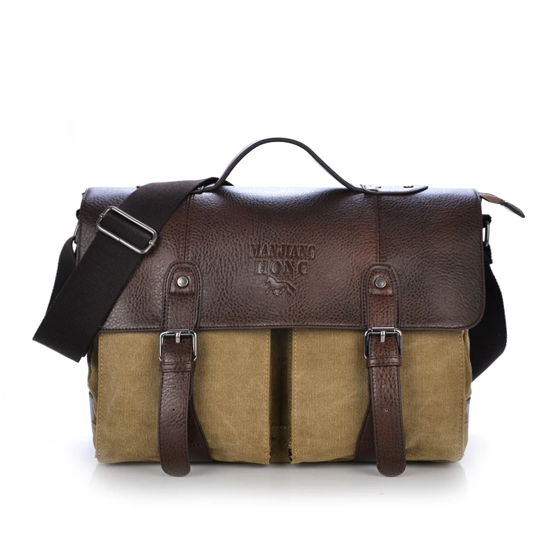 
Multifunctional Handbag Canvas leather hand bag business Briefcase men school shoulder bag 