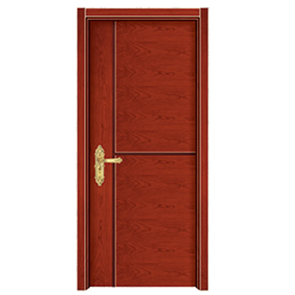 Front solid wood entrance door 8mm hdf panel with frame single main plain teak wood main door designs