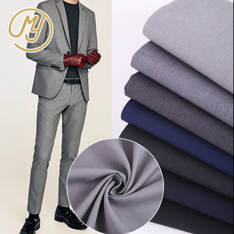 
High Quality Garment Textiles Wholesale Fancy Twill Grey Poly Suit Manufacturer Rayon Fabric 