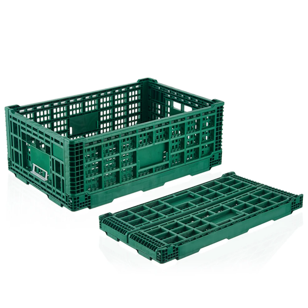 
Stackable vented collapsible storage plastic crate 