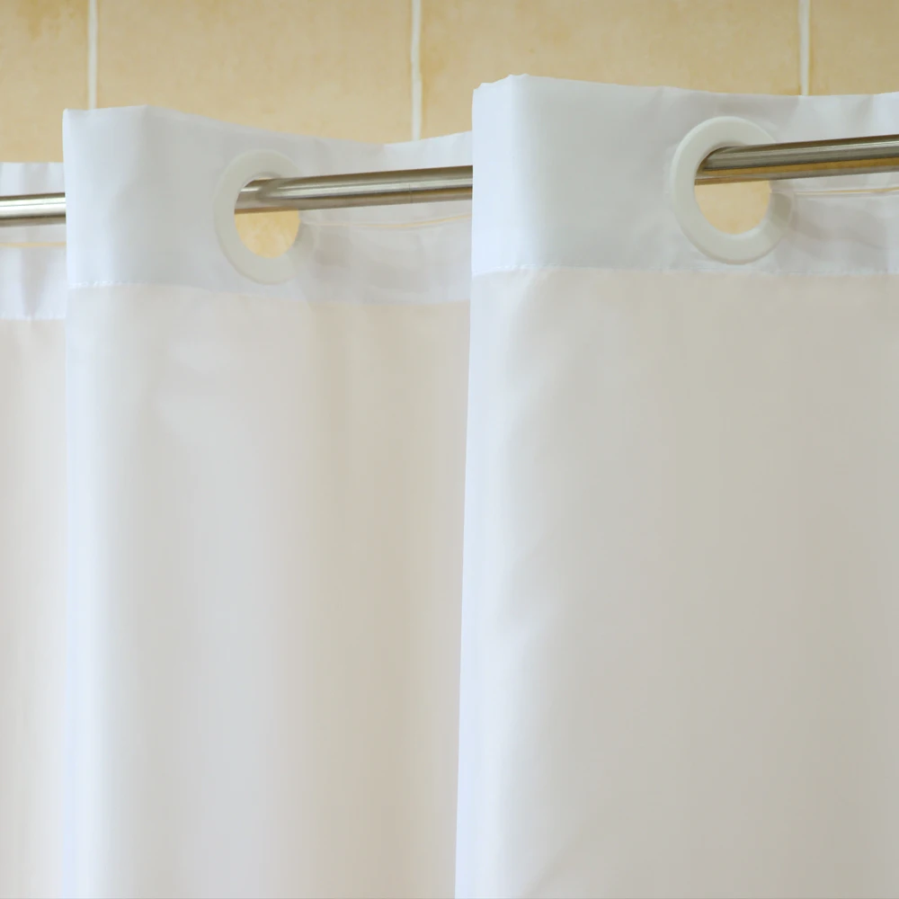 
Polyester Fabric Hotel White Hookless Shower Curtain 180*180cm 