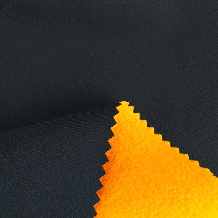 Make to order stretch fabric bonded fleece with TPU membrane 3 layers breathable waterproof 320gsm solid dyed fabric for garment