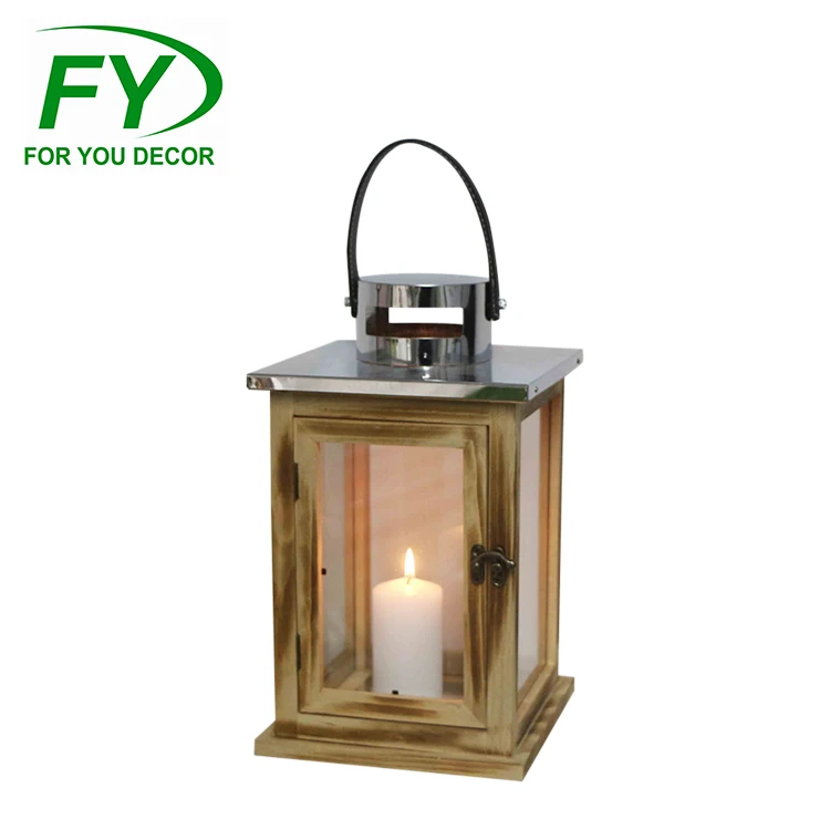 
Home Decoration Retro Wooden Candle Holder Lantern Candlestick 