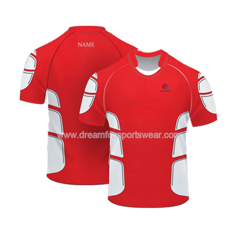breathable and confortabal fabric youth team training rugby jersey shirt cheap sublimation printed rugby t shirt