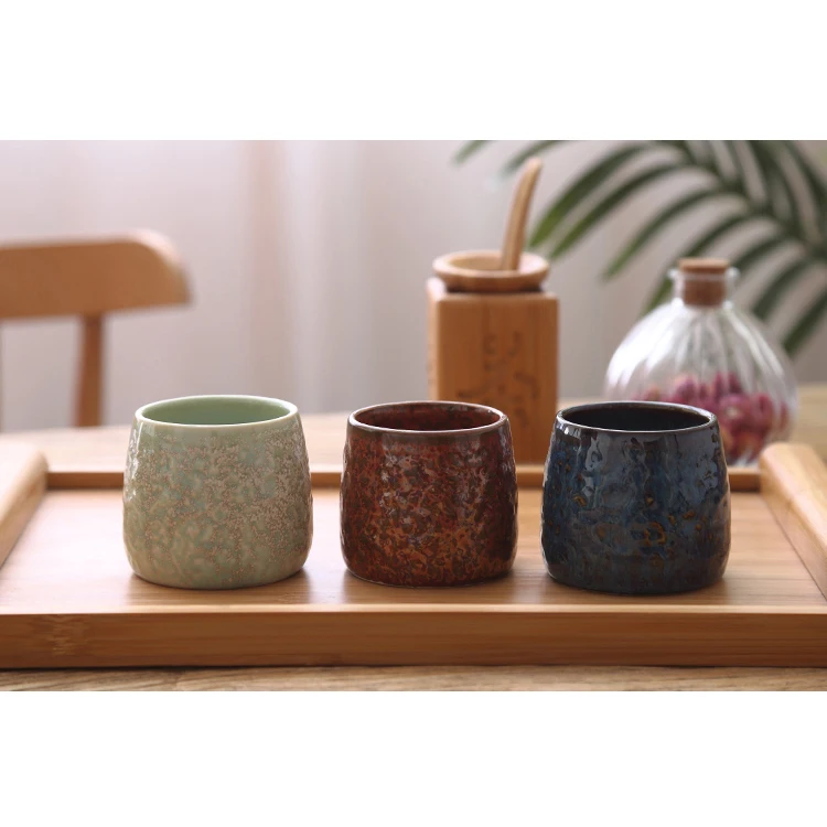 Antique Porcelain Japanese Tea Set with 6 Cups and Wooden Stand
