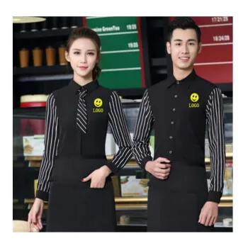 Индивидуальный логотип Ресторан Бар официант Униформа профессиональная рабочая одежда унисекс униформа