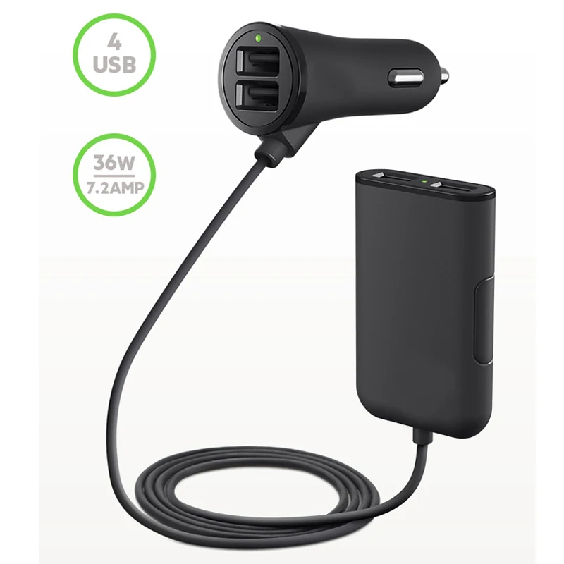 Hot selling car charger 4usb car charging line back clamp qc30 car charger for iphone samsung